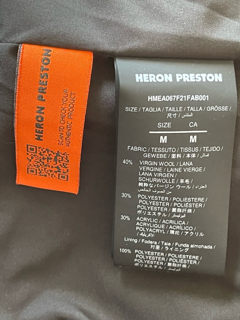 Heron Preston Black Jacket with Orange Brand Tag - Picture 3 of 5